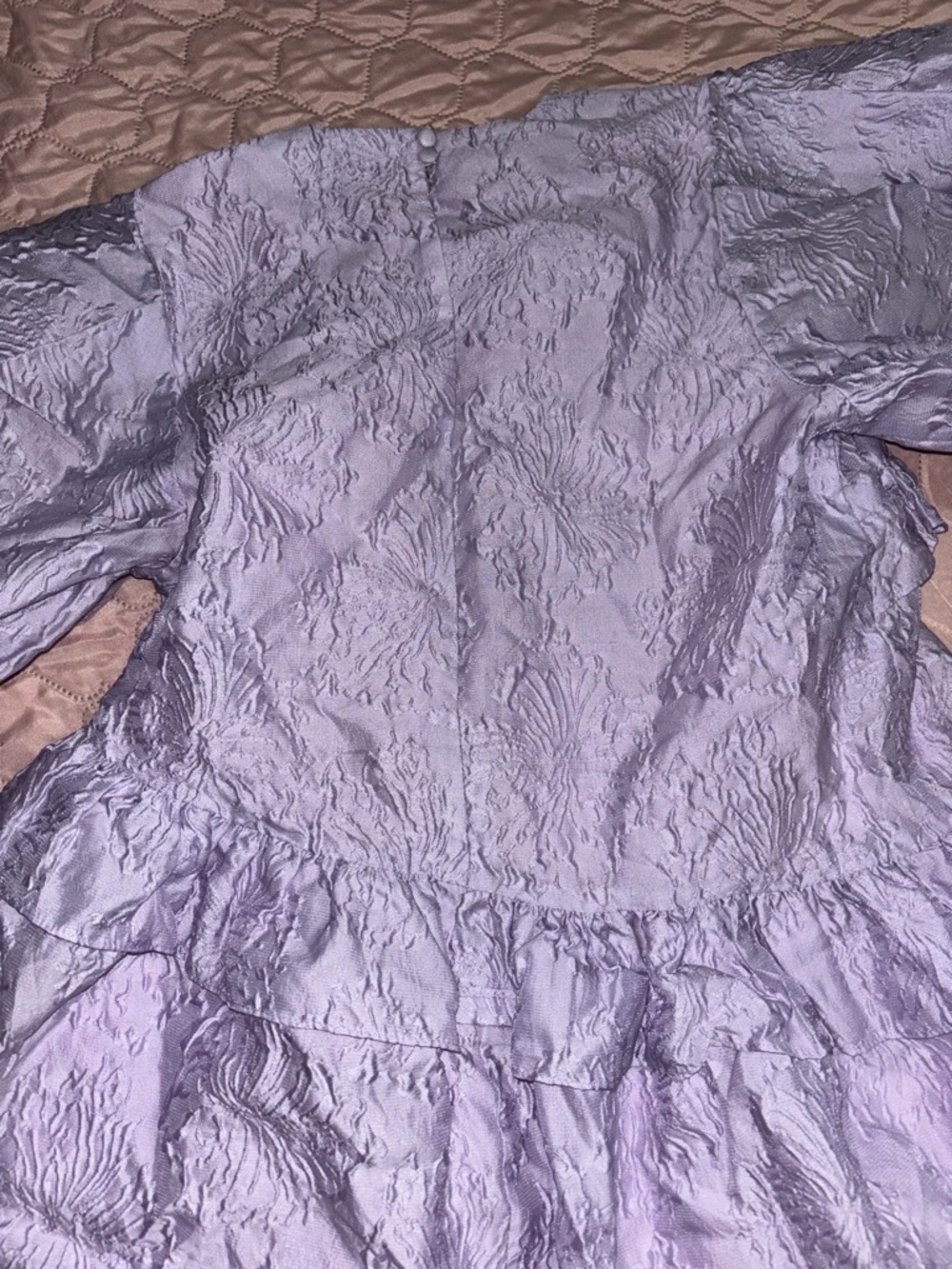 ASOS Lilac Textured Puff-Sleeve Mini Dress - Picture 3 of 6